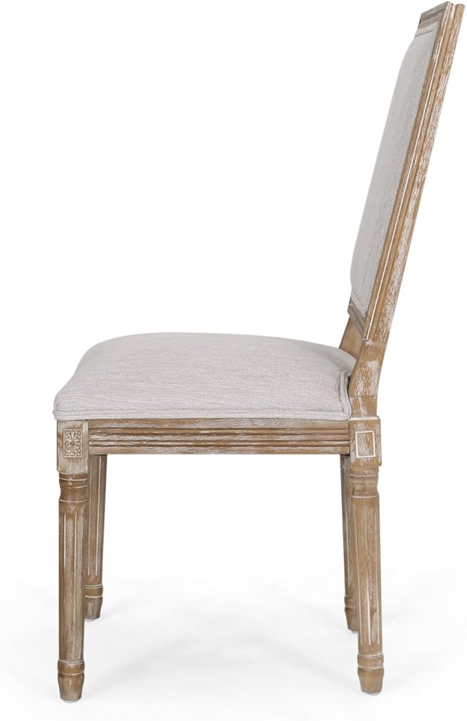 Merax Upholstered Solid Wood Dining Chairs Set of 2, French Country Style - Image 8