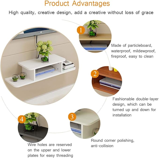 BiJun Floating TV Shelf, Entertainment Center Wall Mounted Floating Shelves - Image 7