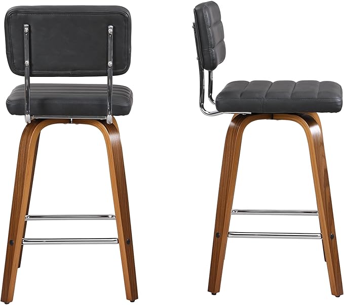 Counter Height Bar Stools Set of 2 Wood Swivel Bar Stools - Image 5
