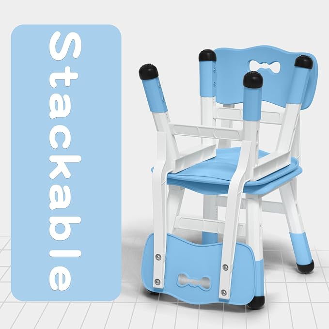 4 Piece Kids Chair Set 3 Levels Adjustable Stackable Kids Chairs Ideal - Image 5