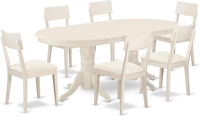 East West Furniture VAAD7-LWH-LC 7 Piece Dinette Set Consist of an Oval Dining by EastWestFurniture