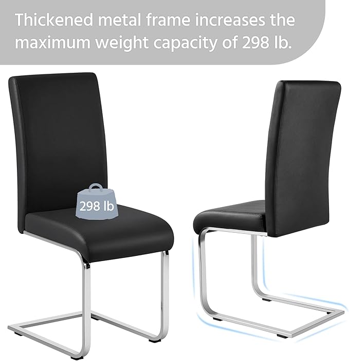 Yaheetech Dining Chairs Set of 4 Modern Faux Leather Upholstered Dining Room - Image 9