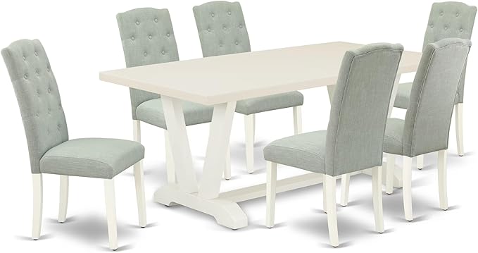 East West Furniture V027CE215-7 7 Piece Dining Room Table Set Consist of a by EastWestFurniture