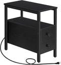 HOOBRO End Table with Charging Station, Narrow Side Table with 2 Drawer & USB by HOOBRO