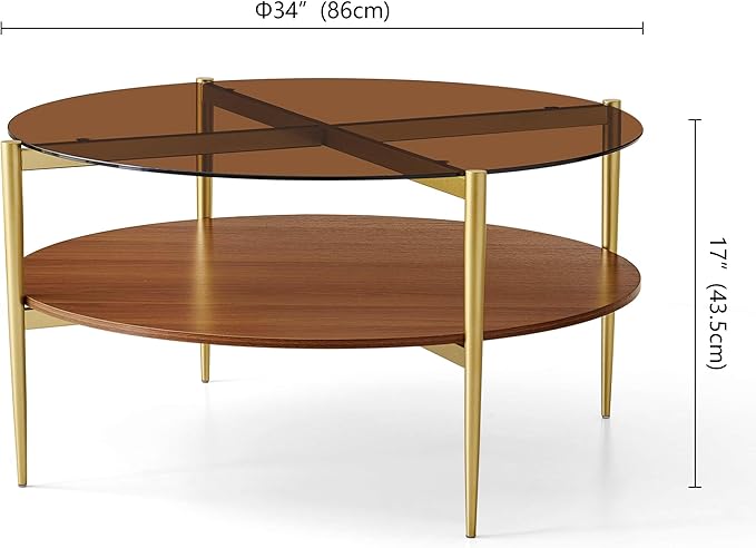 Extra Large Round Coffee Table, Mid-Century Modern Design, D34 x H17 in - Image 2
