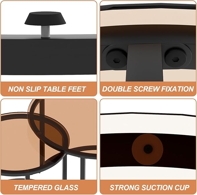 aboxoo Nesting Coffee Table Set of 2, Small Round Glass Nesting Tables - Image 9