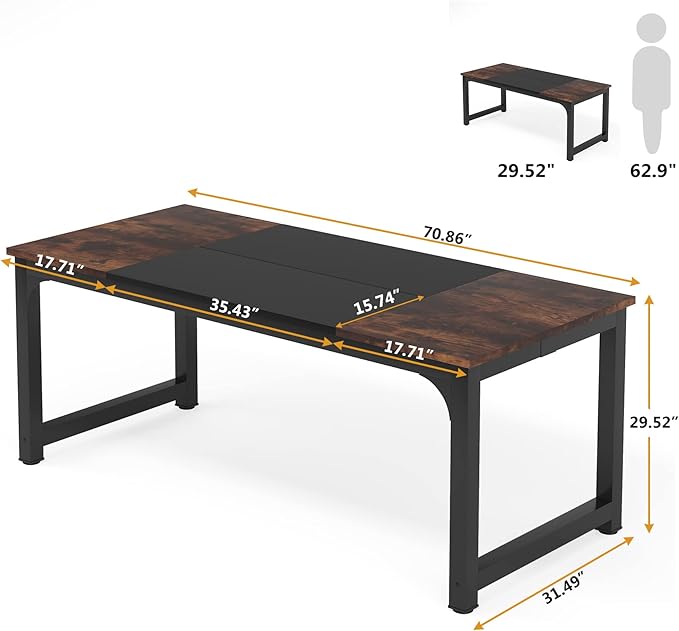 Tribesigns Modern Computer Desk, 70.8 x 31.5 inch Large Office Desk Computer - Image 3
