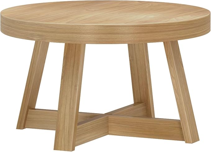Plank+Beam Classic Round Coffee Table, 30 Inch Farmhouse Coffee Table, Rustic - Image 4