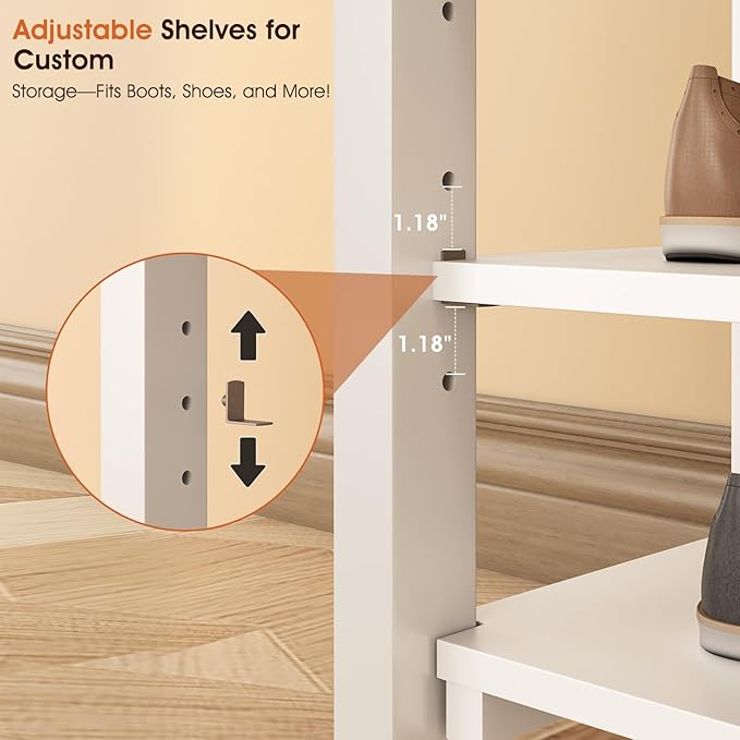 Shoe Rack Bench Seat Rubberwood 2-Tier Wooden Storage Bench 550lbs Compact - Image 4