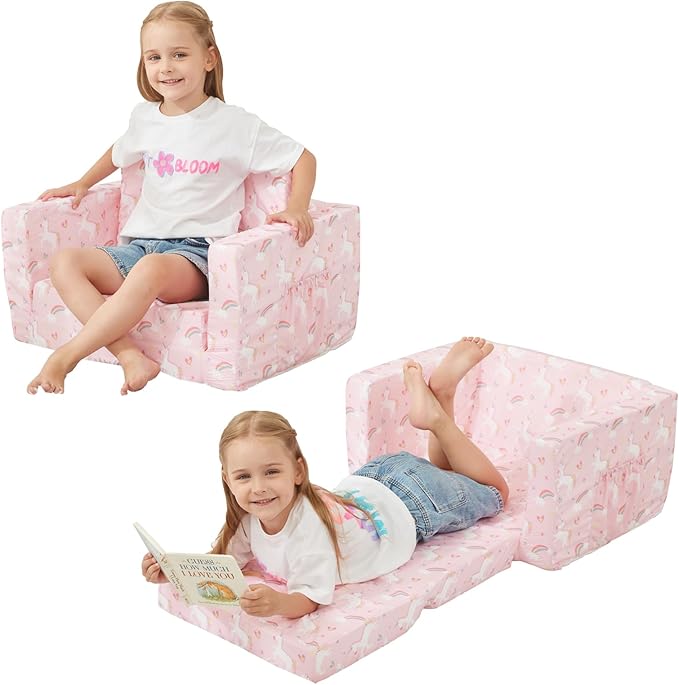 Viviland Kids Chairs for Toddler, 2-in-1 Soft Toddler Couch Fold Out, by VIVILAND