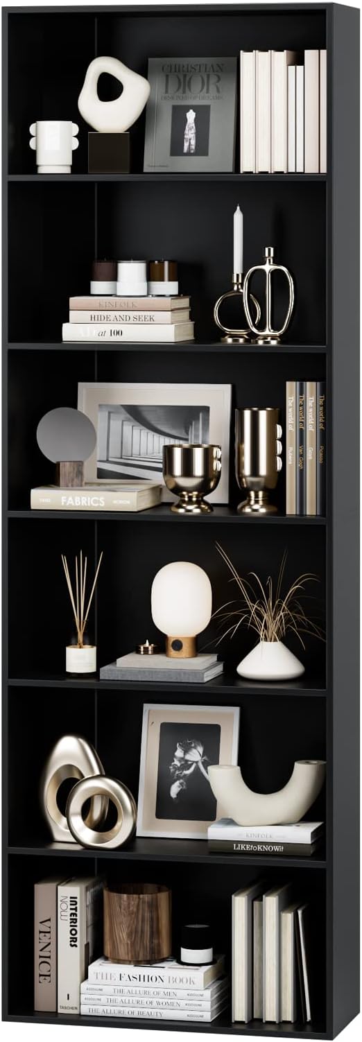 FOTOSOK 6-Tier Open Bookcase and Bookshelf, Freestanding Display Storage by FOTOSOK