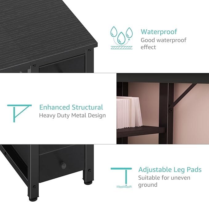 Lufeiya Gaming Desk with 4 Fabric Drawers & Storage Shelves, 55 inch Computer - Image 8