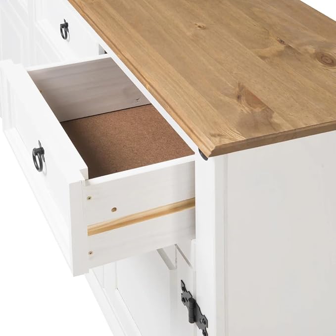 OS Home and Office Furniture Cottage Series Wood Buffet Sideboard in White - Image 5