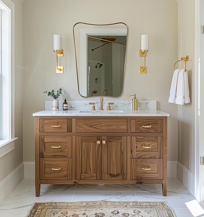 ANDY STAR Gold Vanity Mirror, 22x30 Inch Brushed Gold Bathroom Mirror, Antique - Image 3