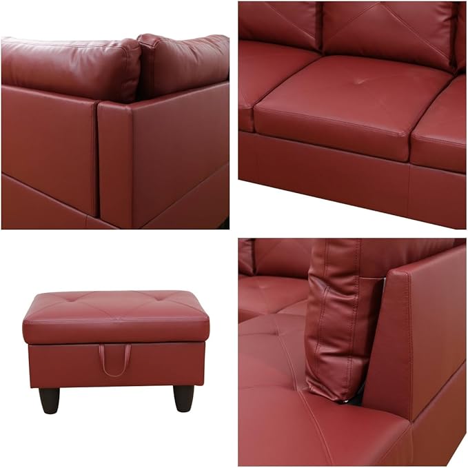 NAYSAYE L Shaped Couch, Leather Modular Sectional Couch - Image 5