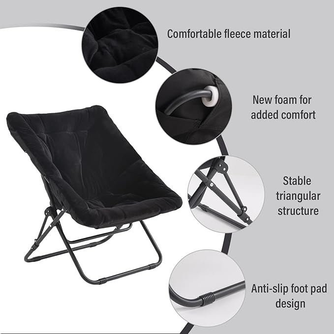 Tiita Comfy Folded Chair, Soft Faux Fur Oversized Folding Accent Chair - Image 4