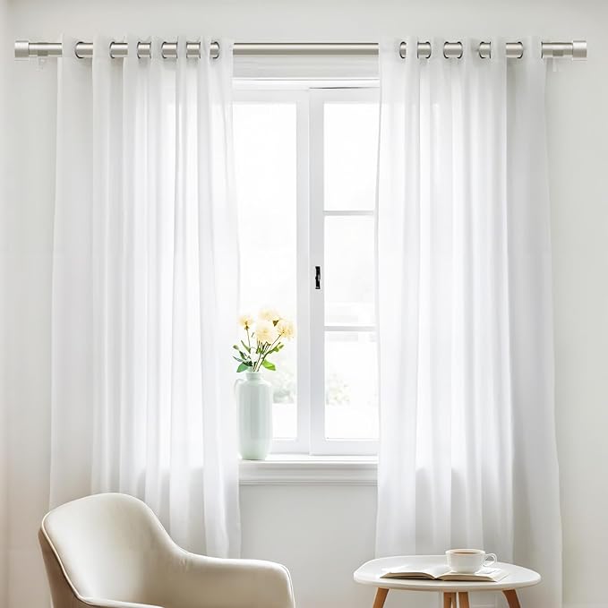 2 Pack Curtain Rods for Windows 48 to 84 Inch, 1 Inch Brushed Nickel Adjustable - Image 2