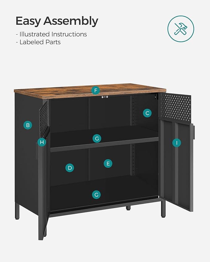 SONGMICS Set of 2 Storage Cabinets, Metal Cabinet, Sideboard - Image 8