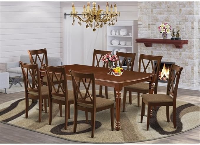 East West Furniture DOCL9-MAH-C 9 Piece Kitchen Table & Chairs Set Includes a - Image 2