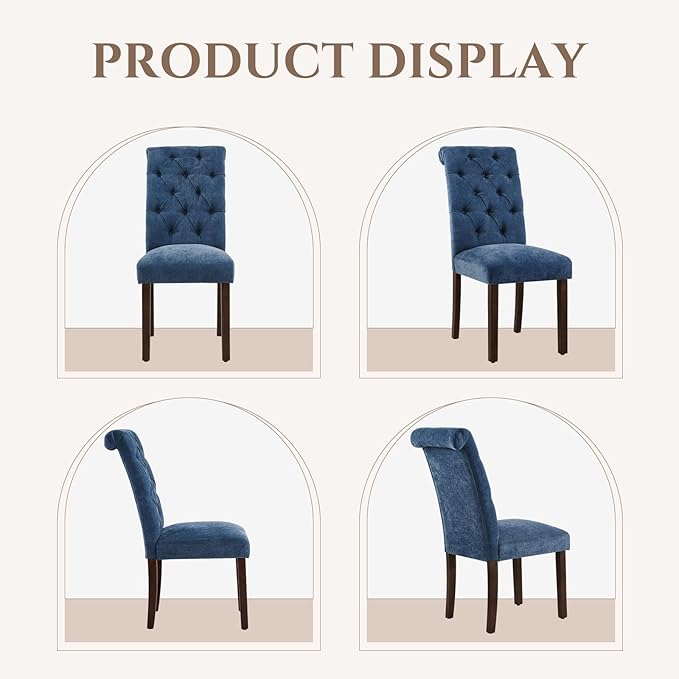 COLAMY Button Tufted Dining Chairs Set of 6, Parsons Upholstered Fabric Dining - Image 8