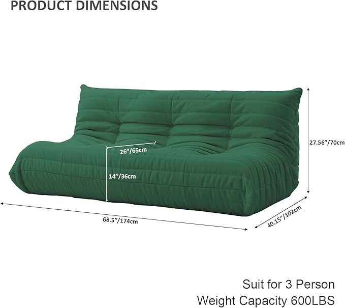 Luxury Sofa Couch Chair, Lazy Floor Seating, Fireside Bean Bag Chair, Ergonomic - Image 2