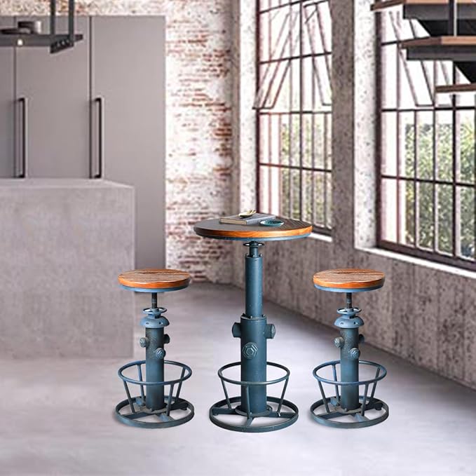 Topower Industrial Bar Table 38.58-48.43" Adjustable Pub Table Kitchen Dining - Image 8