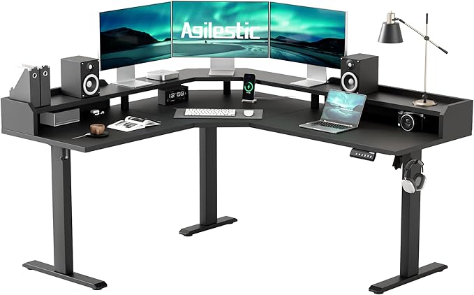 Agilestic L Shaped Standing Desk, Adjustable Height Corner Gaming Desk by Agilestic