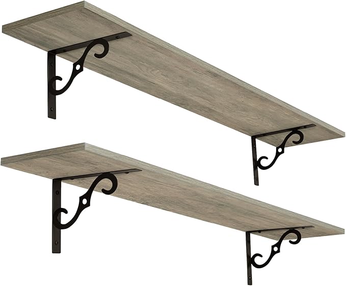 DINZI LVJ Long Wall Shelves, 47.3 Inch Large Floating Shelves Set of 2 by DINZILVJ