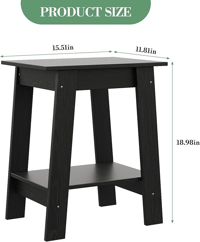 End Table with Double Storage Shelves, Small Space Side Table - Image 2