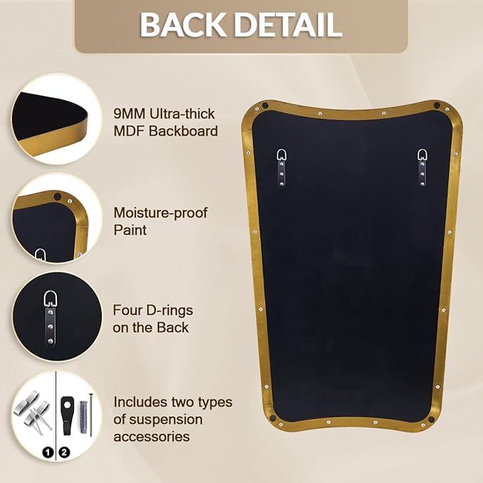 Gold Bathroom Mirror, Irregular Wall Mirror - Image 8