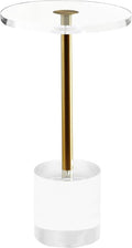 Clear Acrylic End Table, Side Table, Brushed Brass Metal, by Artmaze