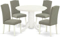 East West Furniture SHEN5-LWH-06 5 Piece Kitchen Table Set Includes a Round by EastWestFurniture