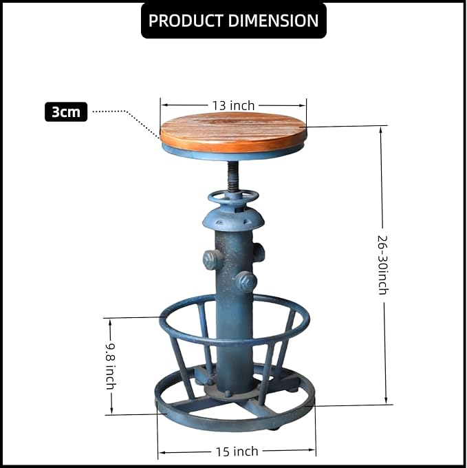 Retro Bar Stool Industrial Swivel Counter Stools - Image 3
