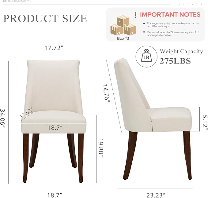 COLAMY Upholstered Dining Chairs Set of 6, Mid Century Modern Kitchen Chairs - Image 8