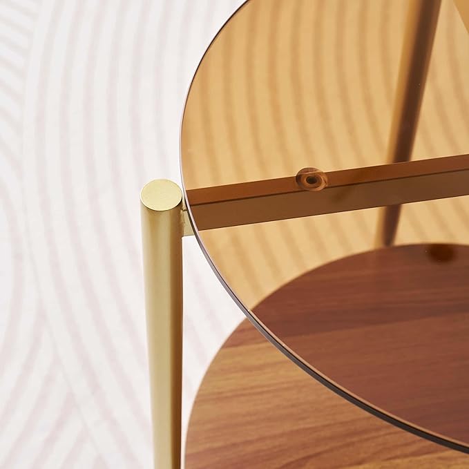 Round Glass End Table, Mid-Century Modern Design Sofa Table - Image 5
