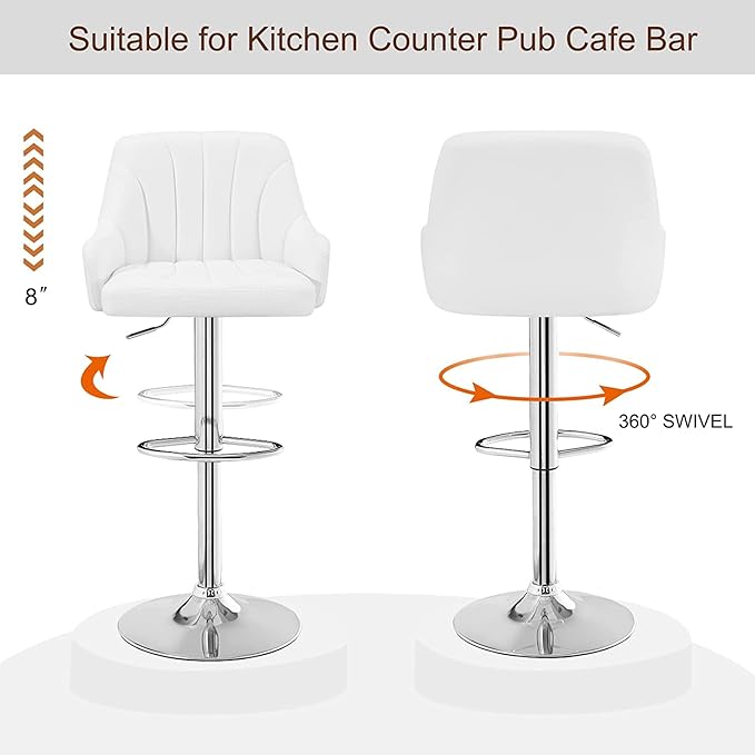 VECELO Bar Stools Set of 4, Adjustable Barstools, Counter Height Stools - Image 6