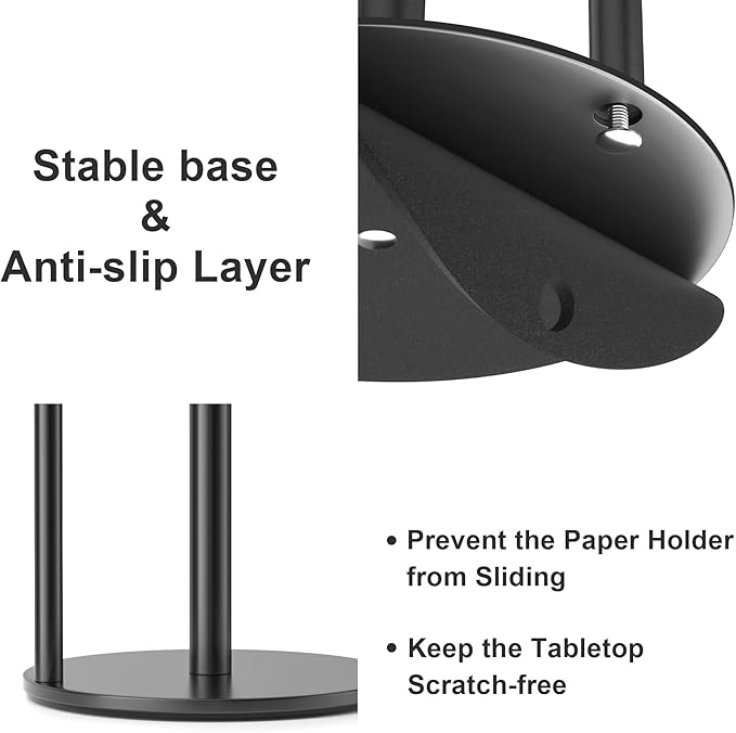 Paper Towel Holder Black, Premium Stainless Steel Kitchen Roll Dispenser - Image 4