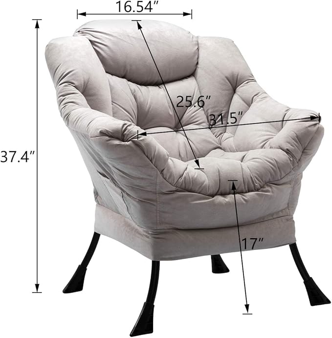 HollyHOME Modern Large Cotton Fabric Lazy Chair，Accent Contemporary Lounge Chair - Image 3