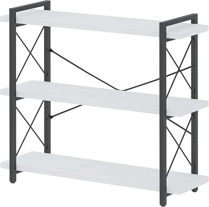 HCHQHS Bookshelf, 3-Tier Industrial Bookcase, Open Book Shelf, Freestanding - Image 7