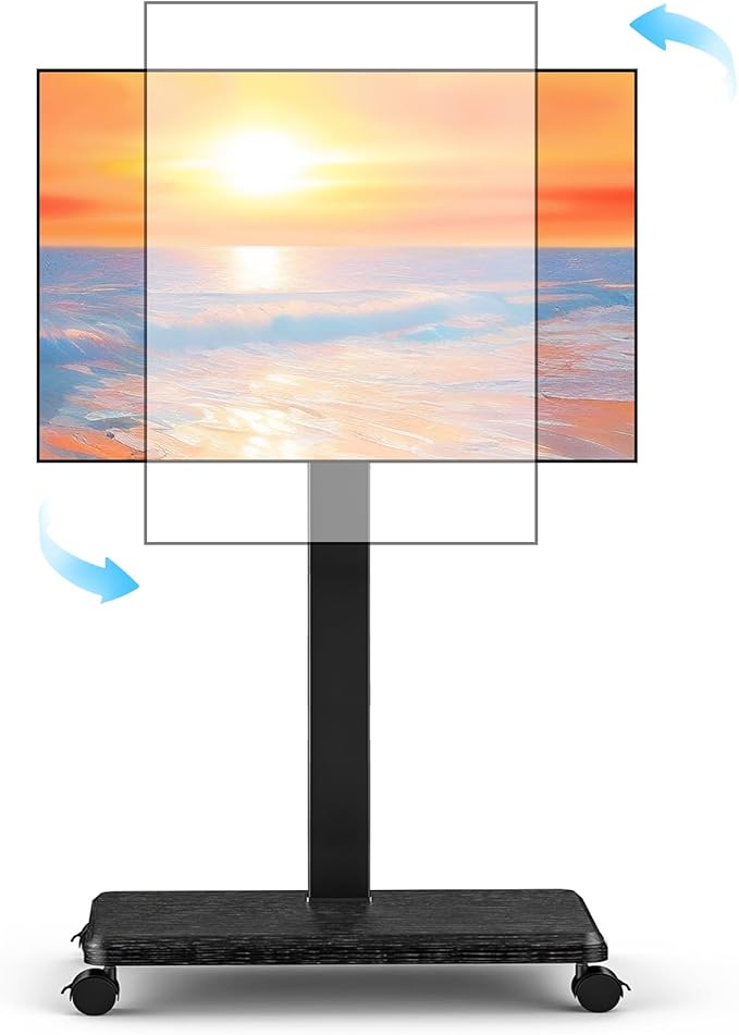 Rolling TV Stand Portrait for 65 70 75 Inch TVs, Tilt and Swivel Mobile TV Cart by Unknown