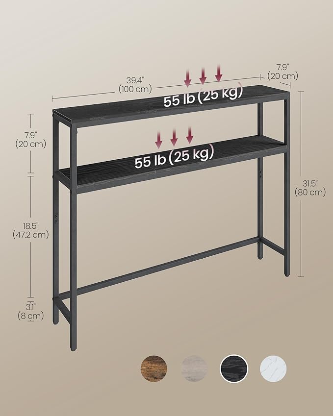 VASAGLE Console Table, 2-Tier Narrow Sofa Table - Image 3