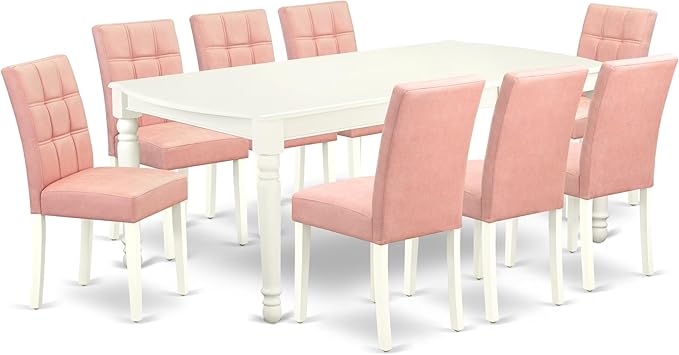 East West Furniture DOAS9-LWH-42 9 Piece Modern Dining Table Set Contain A by EastWestFurniture