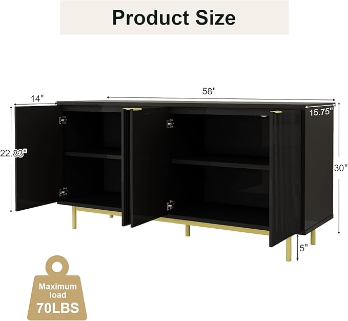 Vipbear Modern TV Stand for 65 Inch TV, Entertainment Center - Image 3
