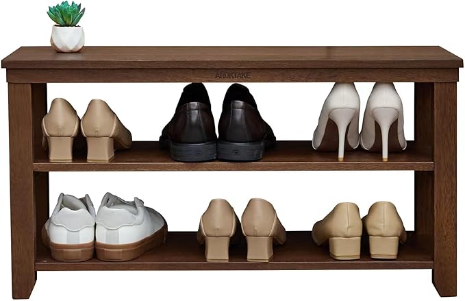 Shoe Rack Bench, 2-Tier Wood Heavy Duty Shoe Organizer Shelf - Image 7