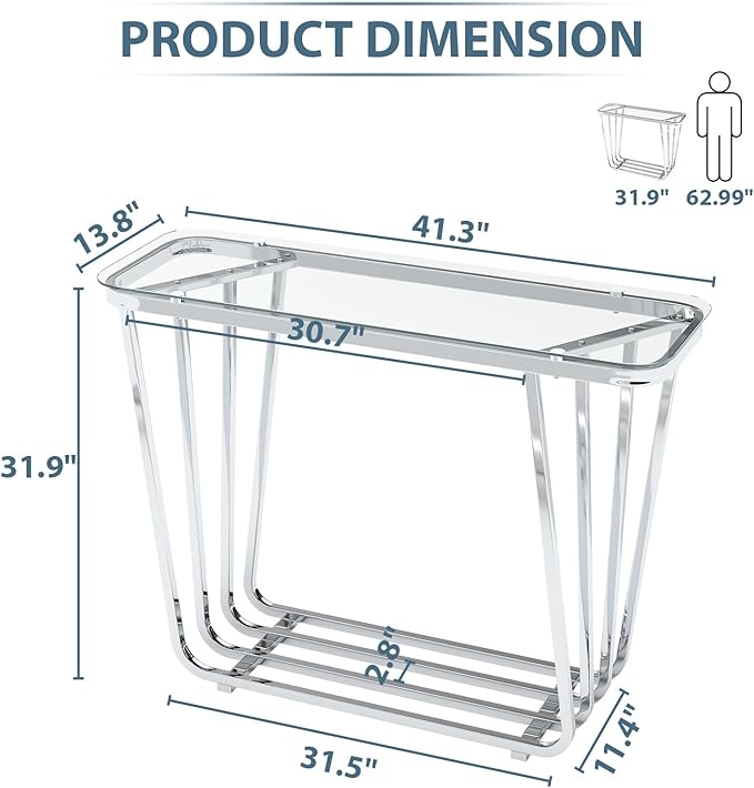 OIOG Glass Console Table for Entryway, Modern Entrance Table - Image 2