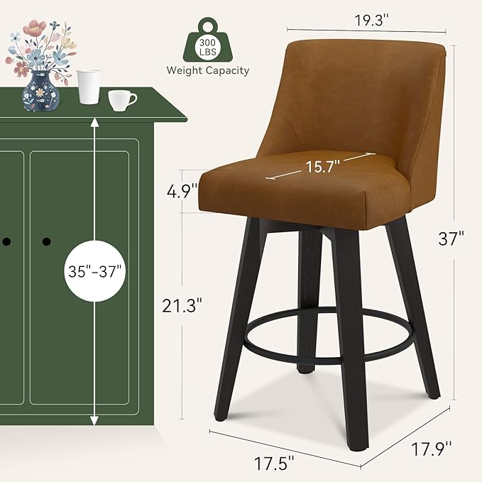 Vipbear Swivel Counter Height Bar Stools Set of 3, 26.8" H Counter Stools - Image 2