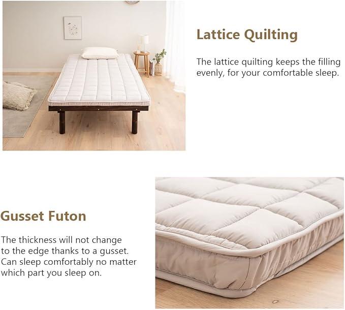 EMOOR Japanese Padded Futon Mattress Machi Twin Gray, Gusset Foldable Storable - Image 4
