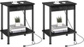 End Table with Charging Station, Small Side Table, 2-Tier Nightstand with by YUFAM