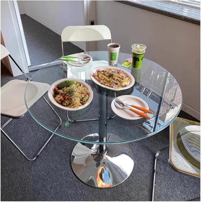 31.2" Round Glass Dining Table, Modern Circular, Sturdy Base and Perfect by HYYTEIBL