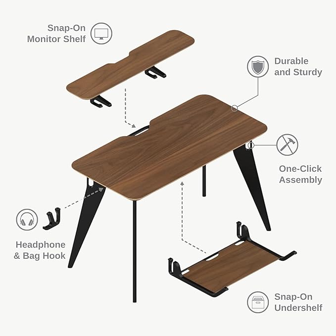 HOEK Student Desk Bundle, 47.5" x 23", Collapsible Dorm or Home Study Desk - Image 3